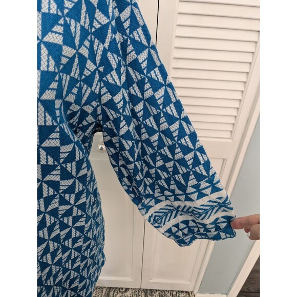 Soft Surroundings Narah Top Women's sz L Geometric Print 3/4 Sleeve Retro V-Neck - Picture 3 of 10